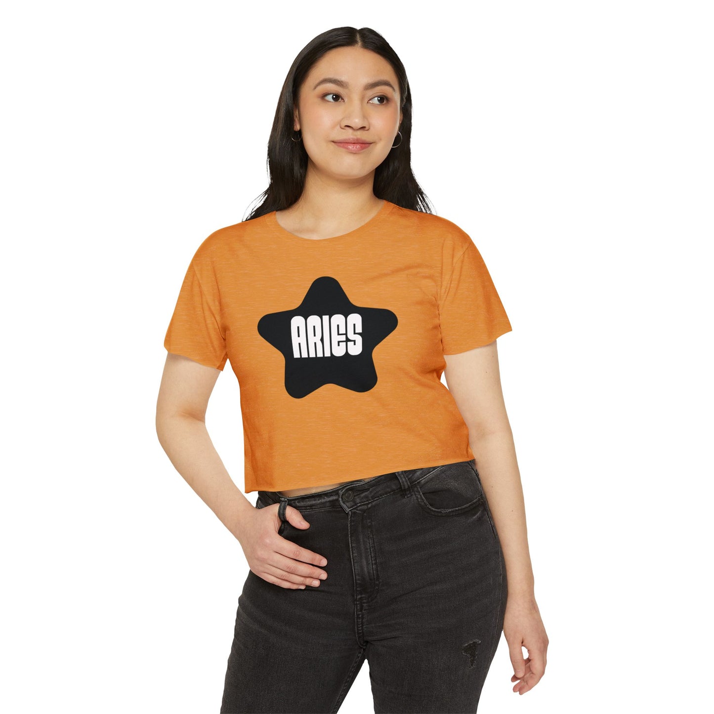 Aries Black Star Crop Top – Retro Zodiac Tee