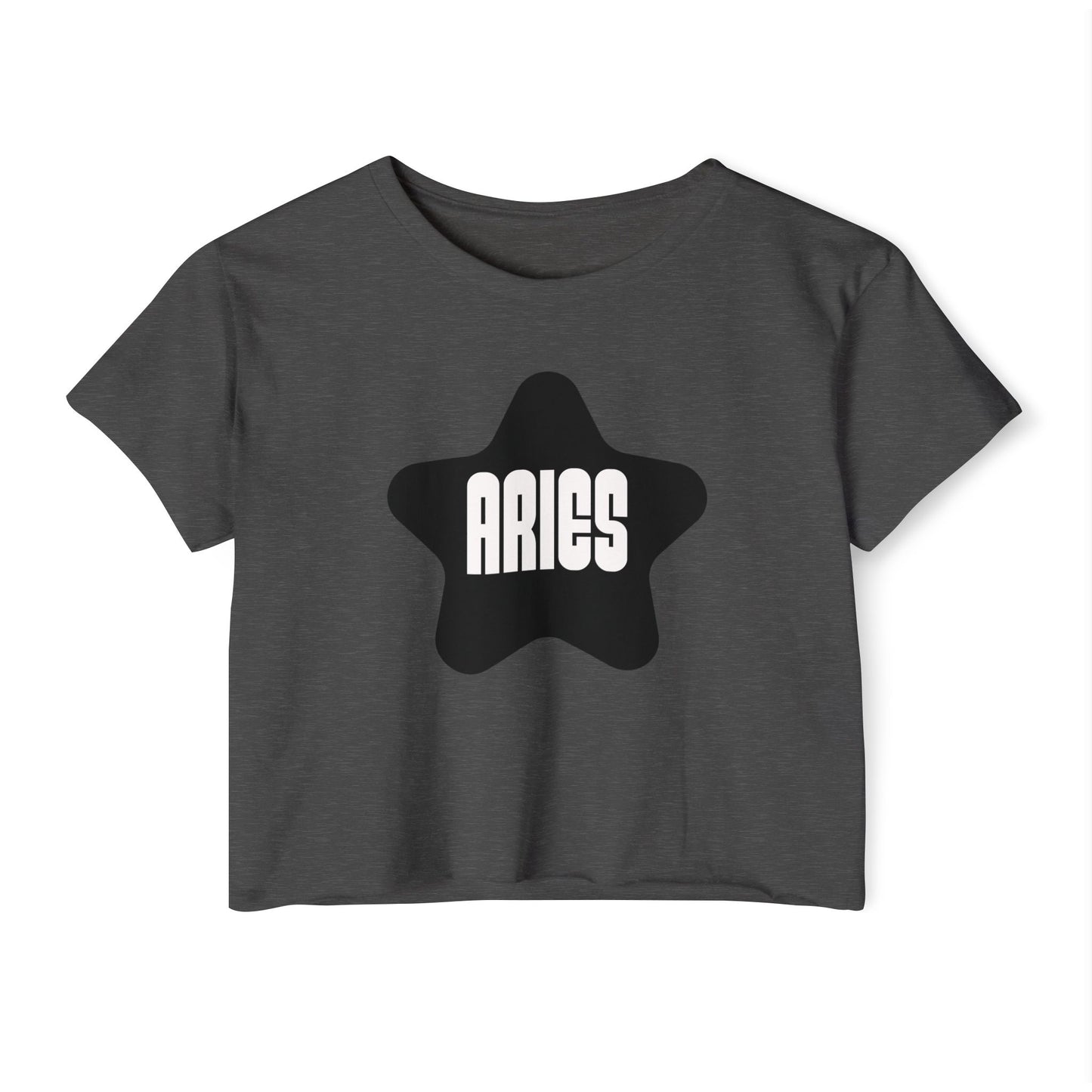 Aries Black Star Crop Top – Retro Zodiac Tee