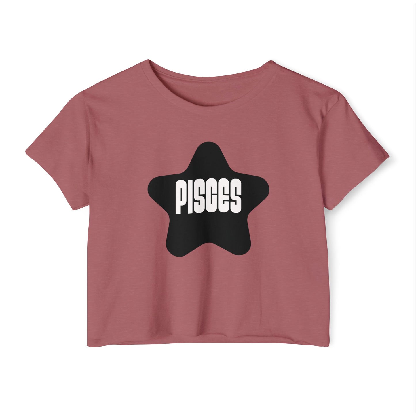 Black Star Pisces Crop Top Women's Astrology T-Shirt Pisces Zodiac Star Shirt