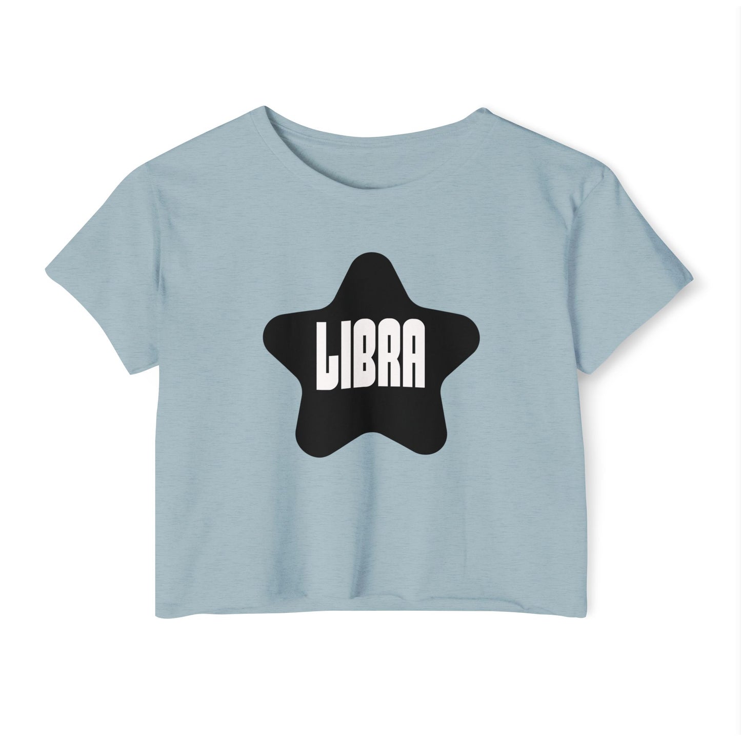 Black Star Libra Crop Top Women's Astrology T-Shirt Libra Zodiac Star Shirt