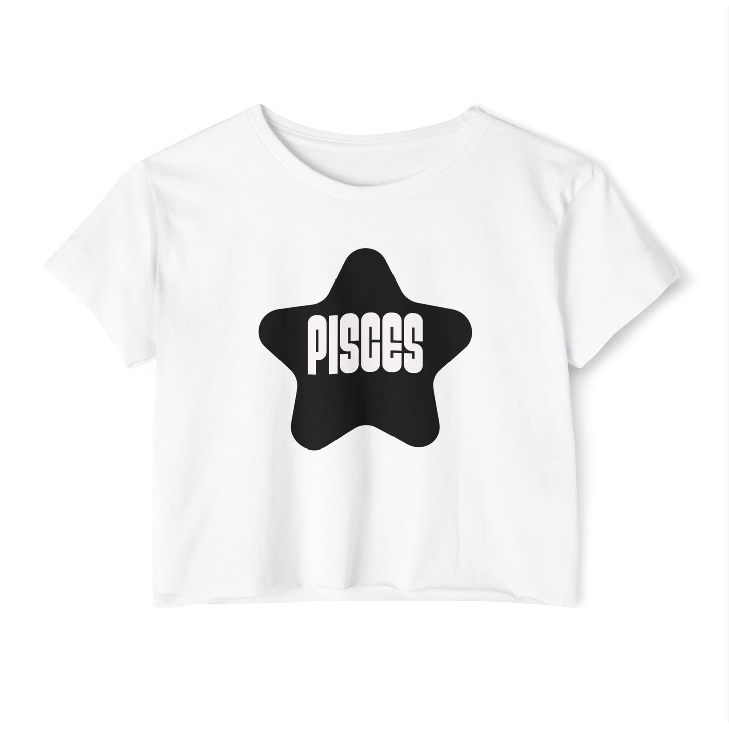 Black Star Pisces Crop Top Women's Astrology T-Shirt Pisces Zodiac Star Shirt