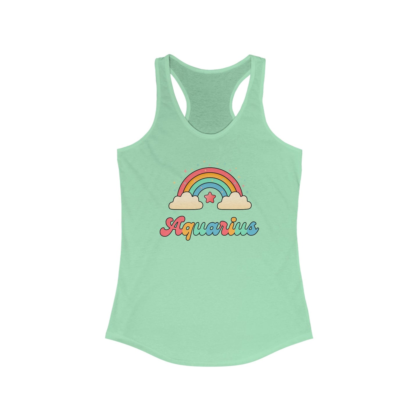 Aquarius Cosmic Cutie Rainbow Racerback Tank – Retro Astrology Shirt