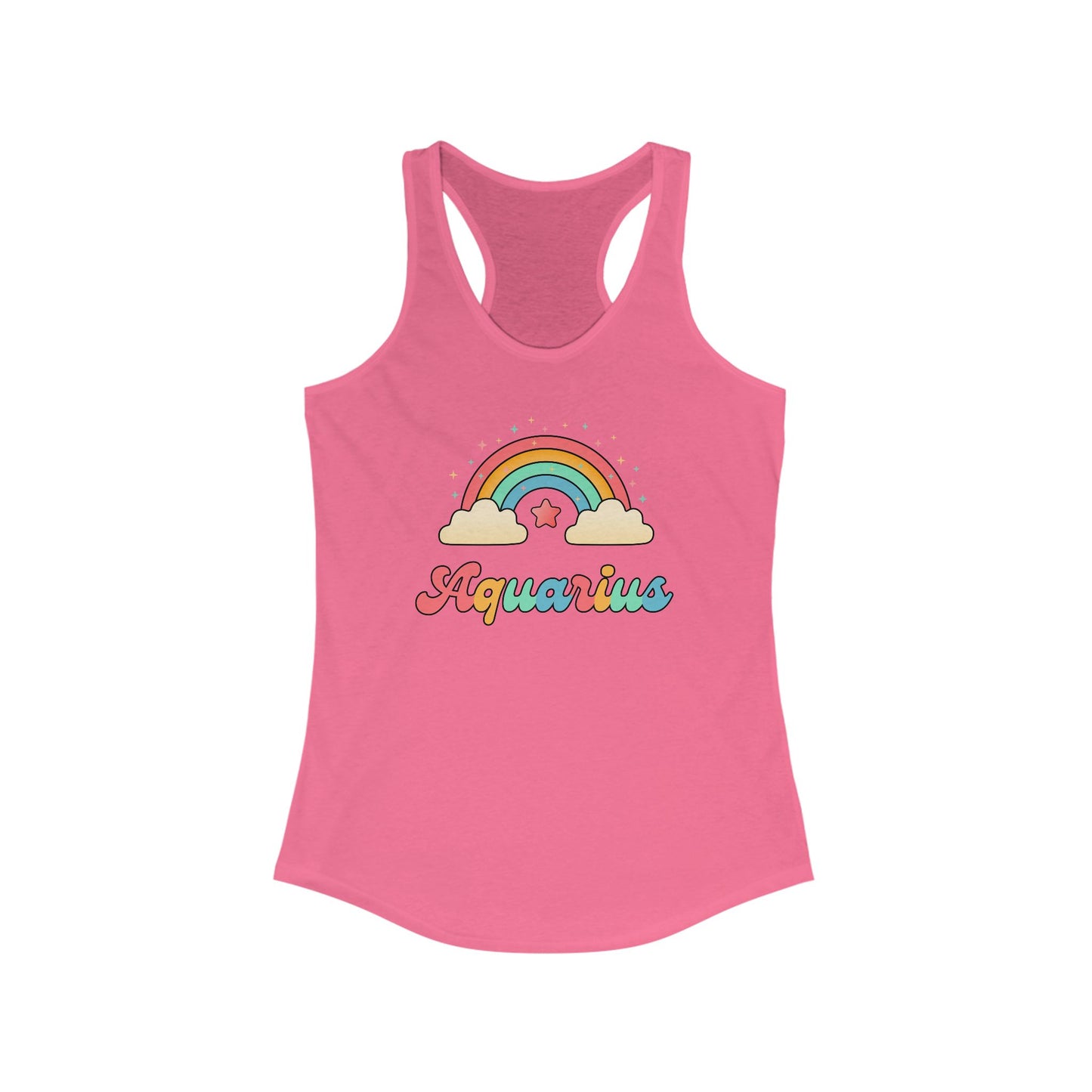 Aquarius Cosmic Cutie Rainbow Racerback Tank – Retro Astrology Shirt