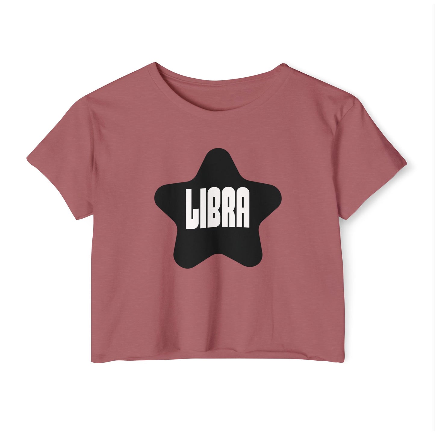 Black Star Libra Crop Top Women's Astrology T-Shirt Libra Zodiac Star Shirt