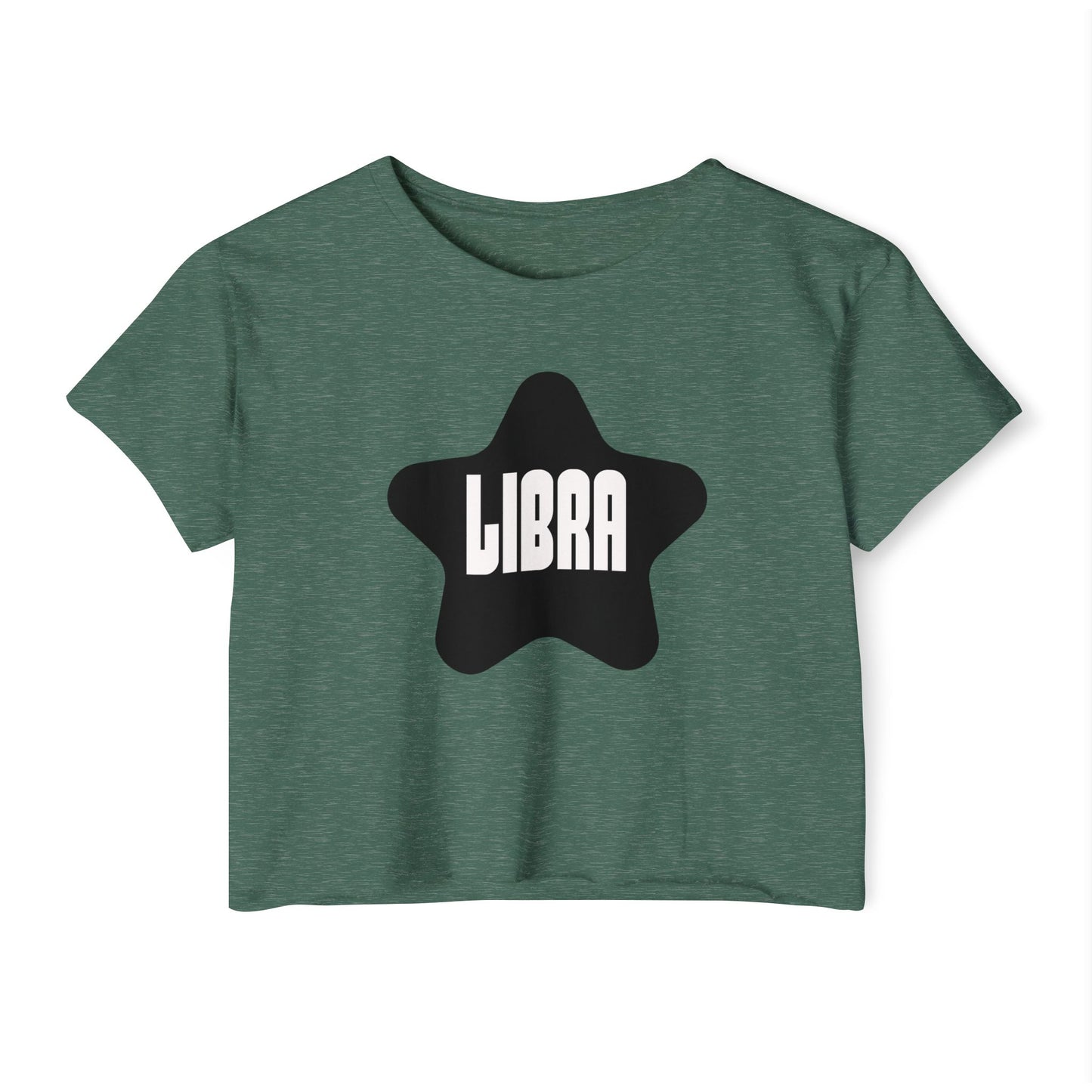 Black Star Libra Crop Top Women's Astrology T-Shirt Libra Zodiac Star Shirt