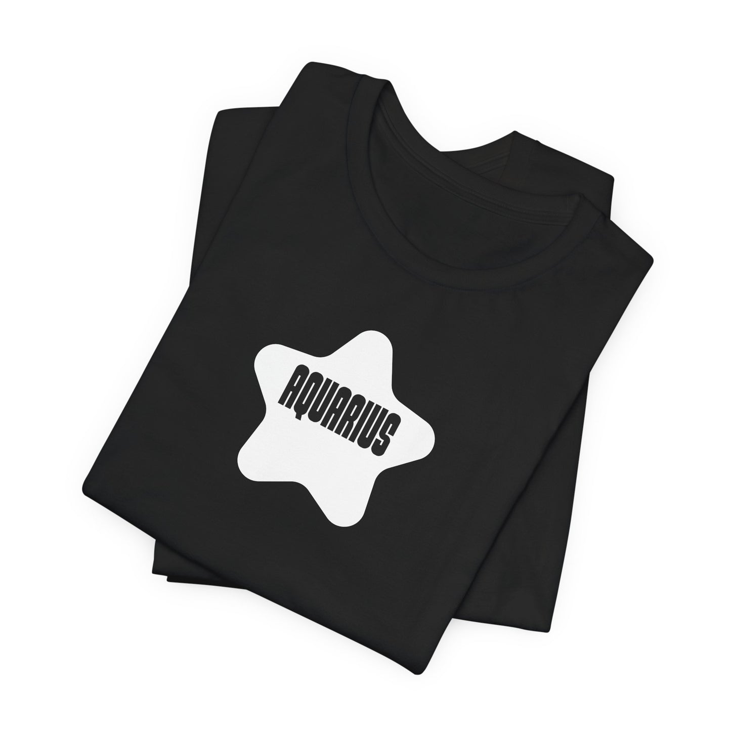 Aquarius Dark Mode Star Tee – White Star Aquarius Zodiac T-Shirt