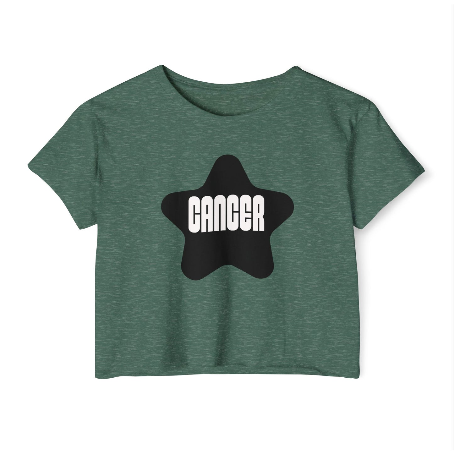 Cancer Black Star Crop Top – Retro Zodiac Tee