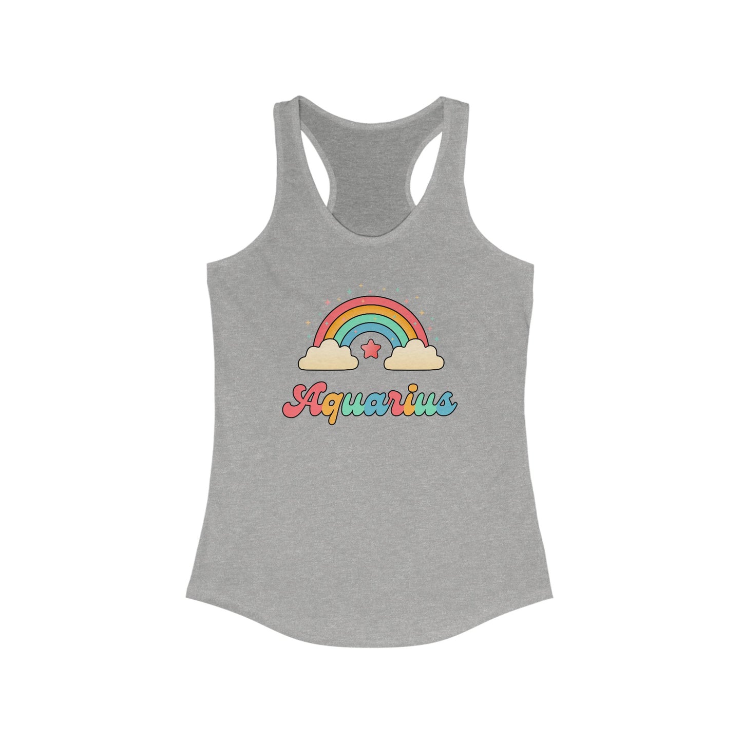 Aquarius Cosmic Cutie Rainbow Racerback Tank – Retro Astrology Shirt