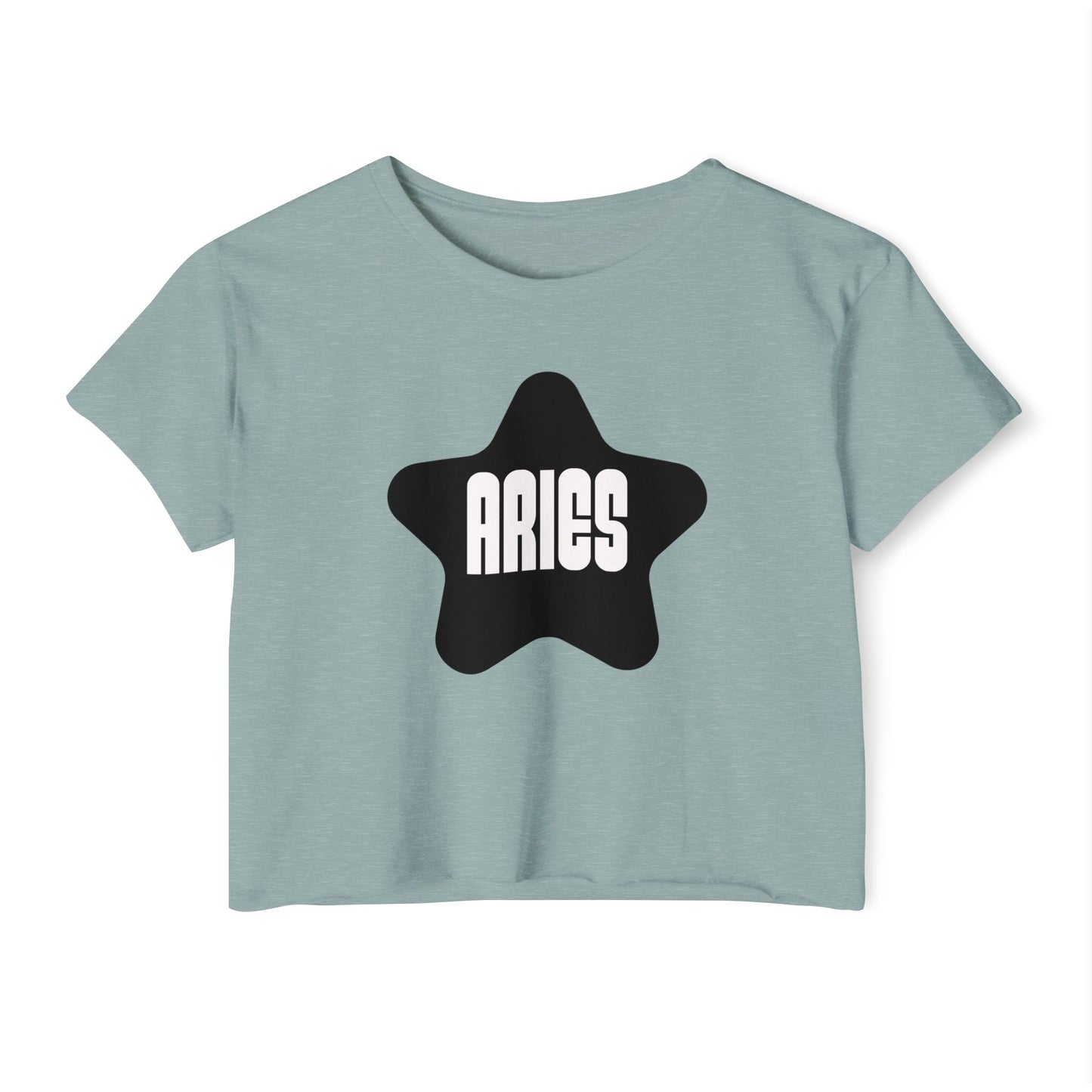 Aries Black Star Crop Top – Retro Zodiac Tee